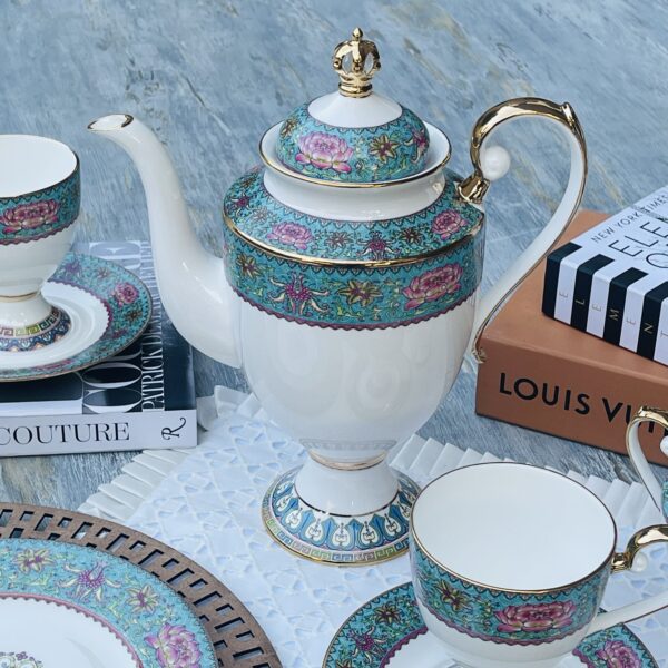 Turquoise Tranquility Versace-Inspired Tea Ensemble (24 piece tea set for six)