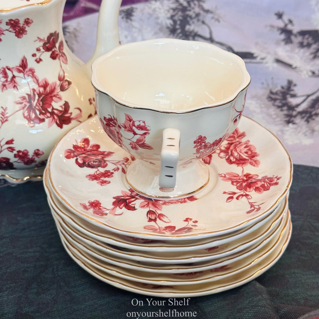 Crimson Garden Coffee Set