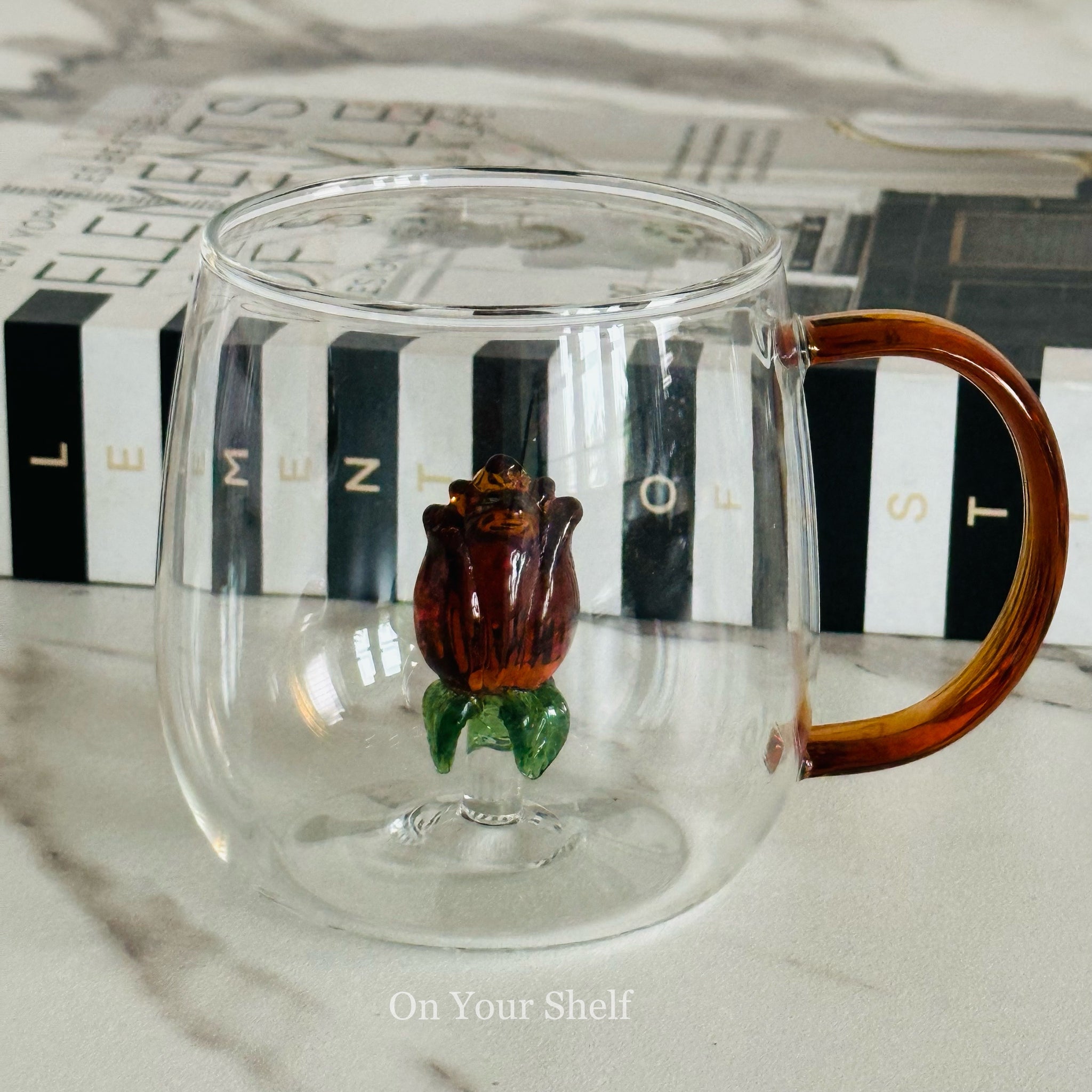 Little Brown Tulip Charm Glass Mug (Set Of Six)