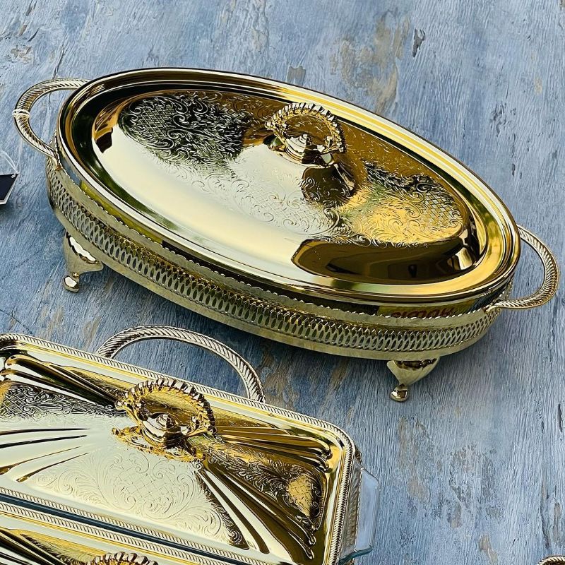 Queen Anne Casserole Large Oval Gold