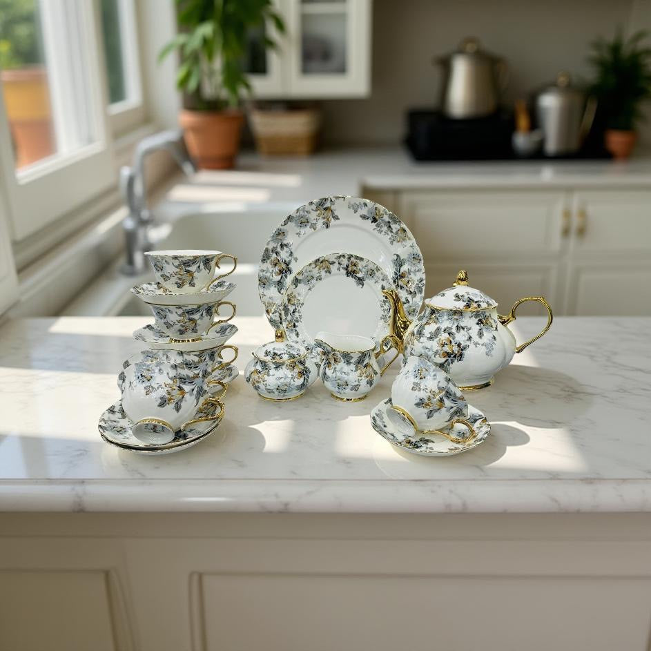 Secret Garden Winter Grey (24 Piece Tea Set)