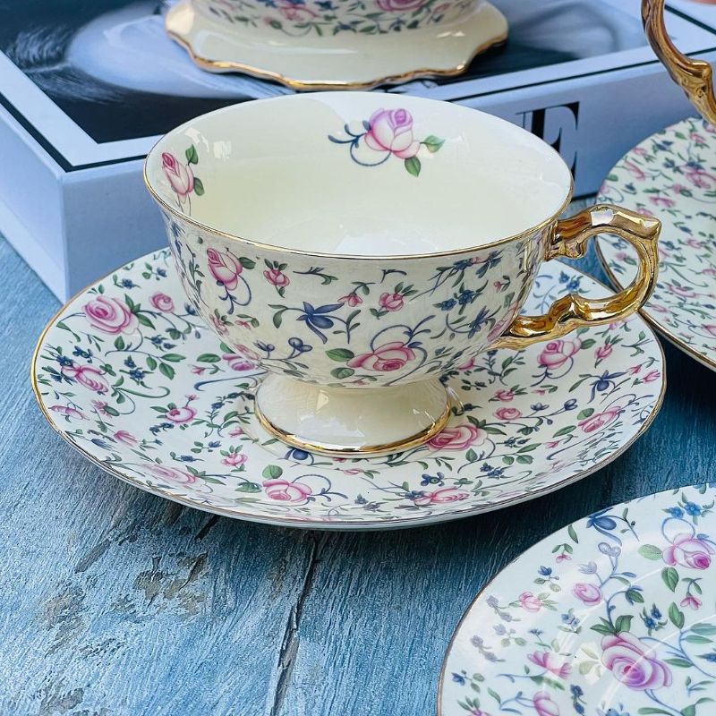 24 Piece Tea Set Cream Floral Cluster