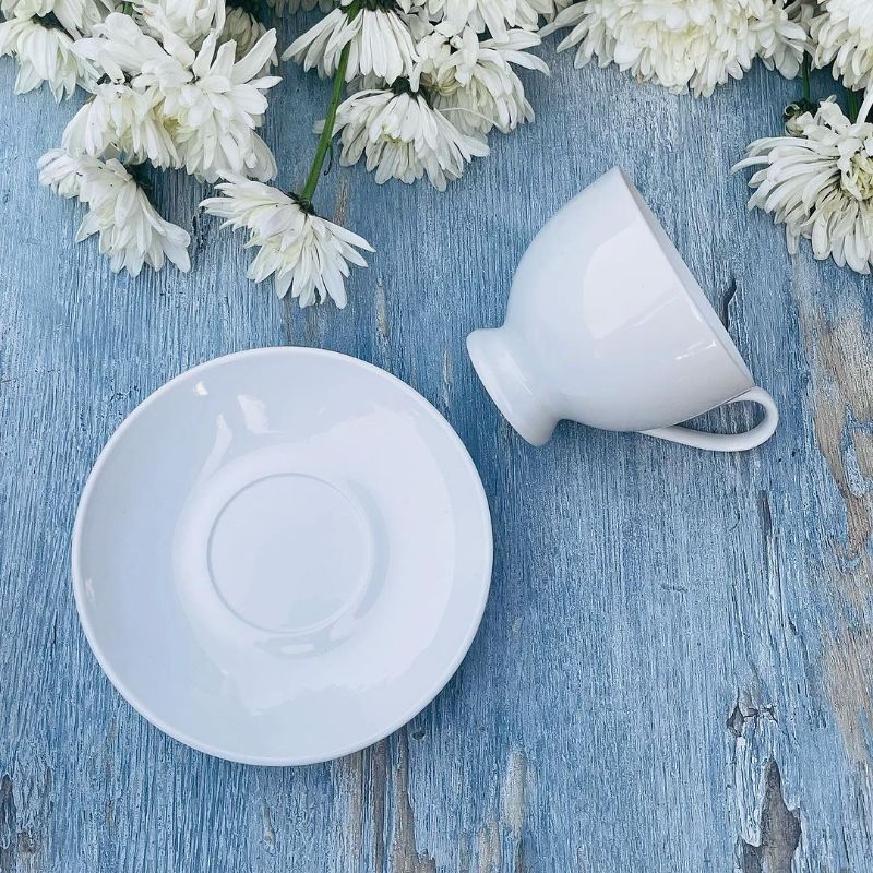 Plain White Luxury (set of six cups and saucers)