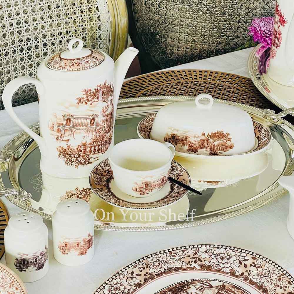 Victorian Times Brown Dinner set For 12