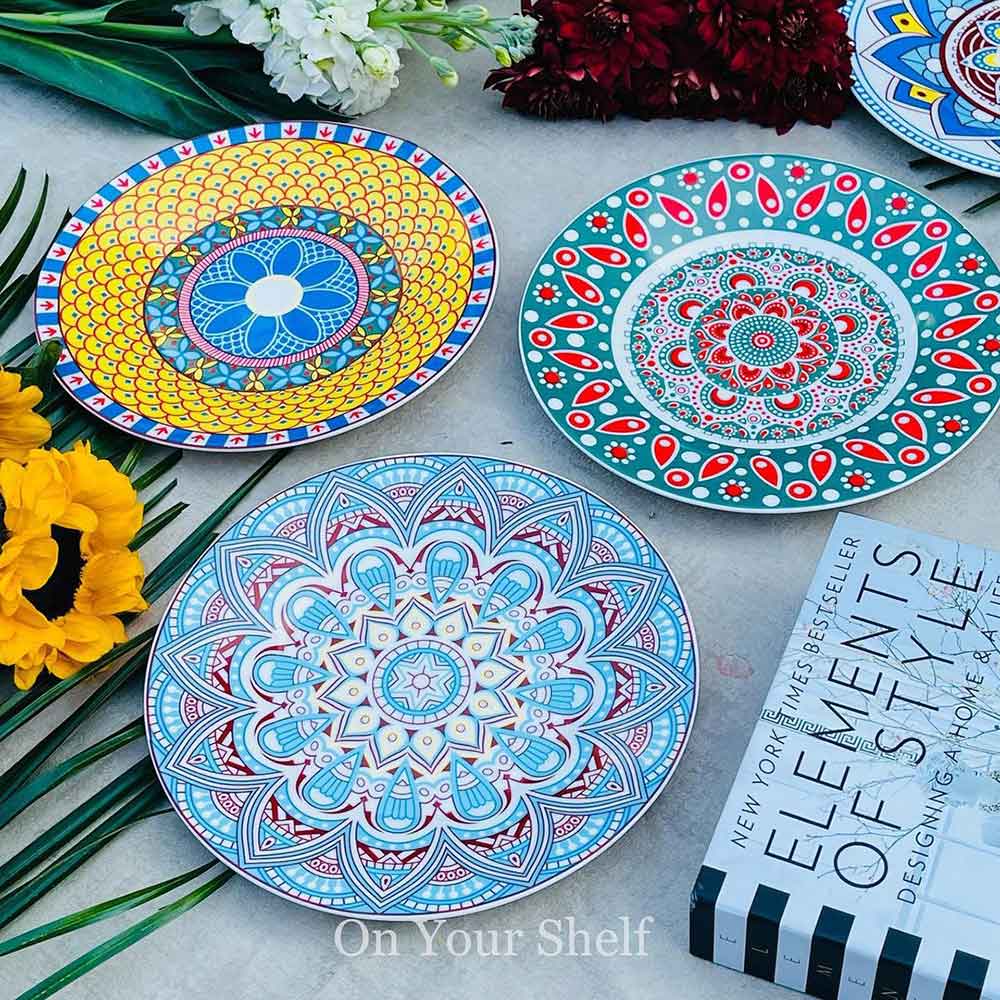 Ethnic Plates - Blue and Red Flower