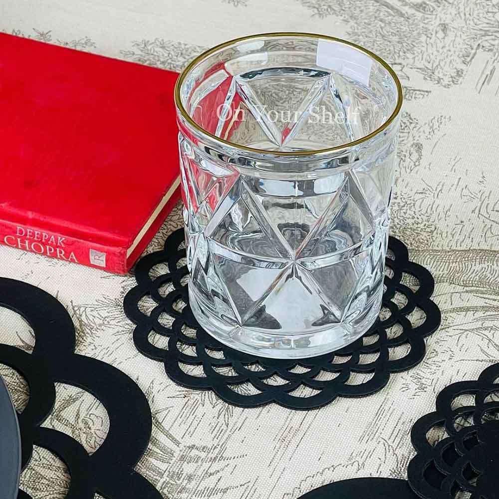 Laser Cut Black Leatherier Coaster