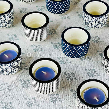 Candle Holders Ceramic Turkish Blue