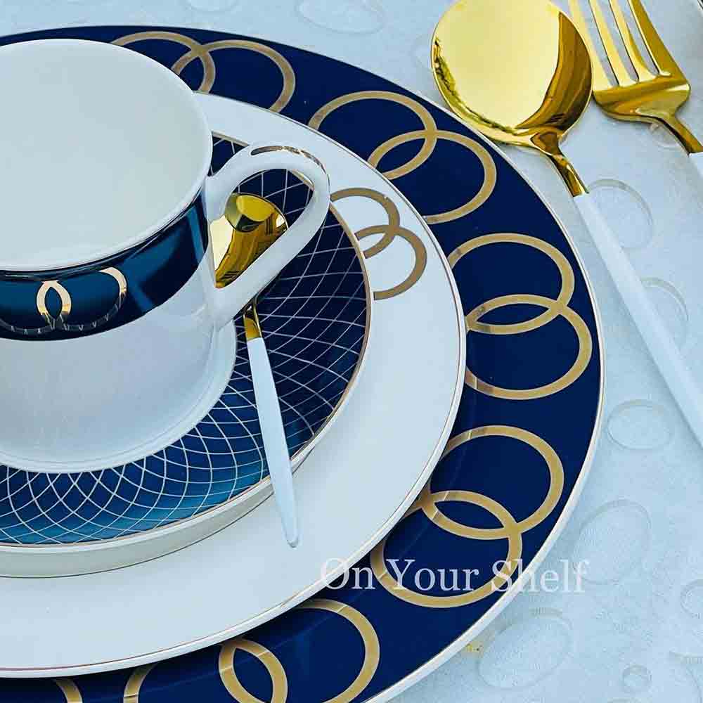 Angela Royale Blue - 47 Piece Dinner Set