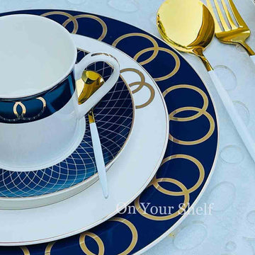 Angela Royale Blue - 47 Piece Dinner Set