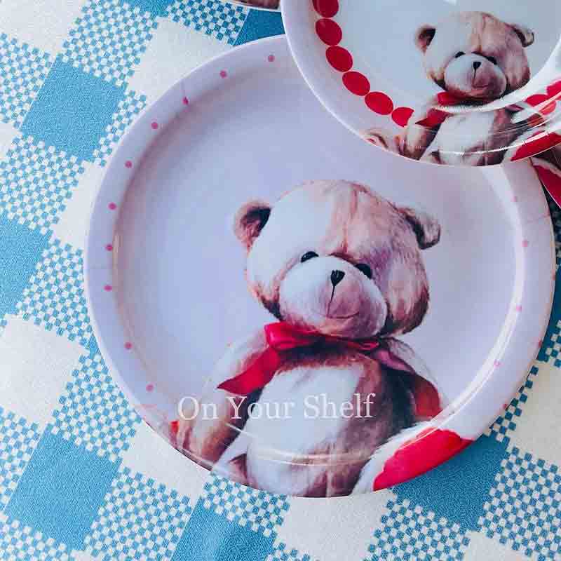 Melamine Plates - Teddy Bear Pink  - Quarter Plate