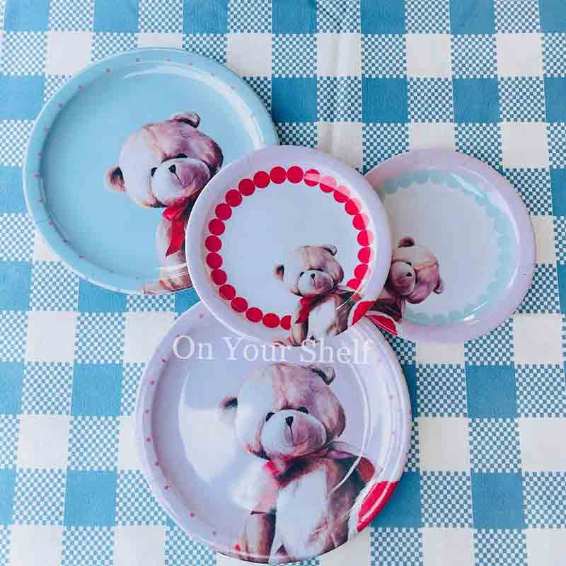 Melamine Plates - Teddy Bear Blue - Quarter Plate