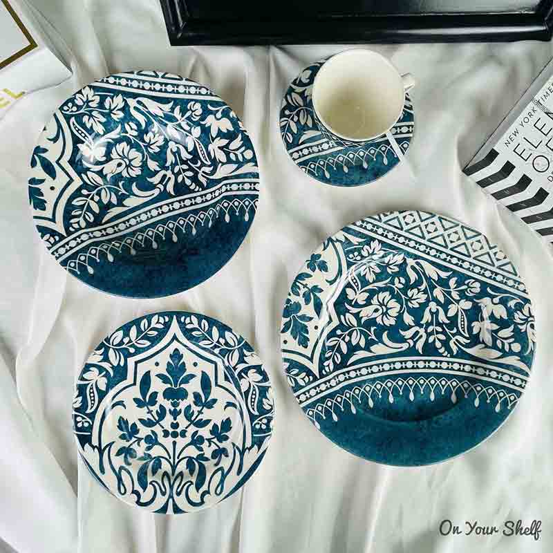 30 piece plate set Bandana Green/Blue