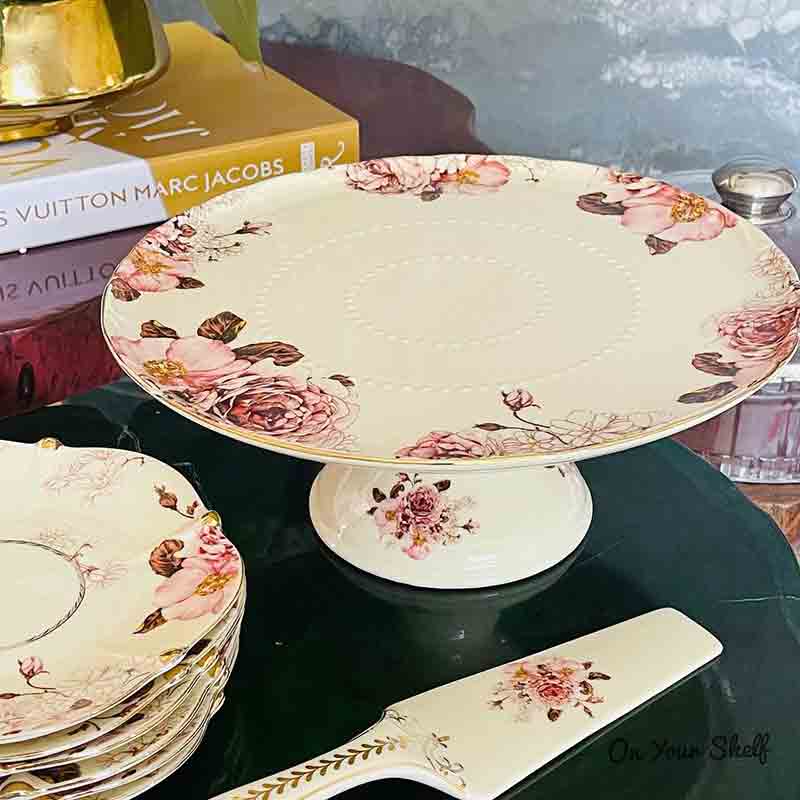 Cake Set Porcelain-Red Rose