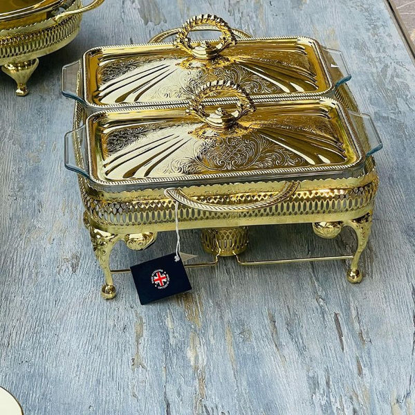 Queen Anne Casserole Double Warmer Gold