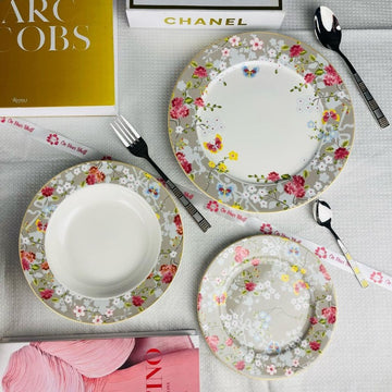 Floral Haven Japan 18 Piece Plate Set