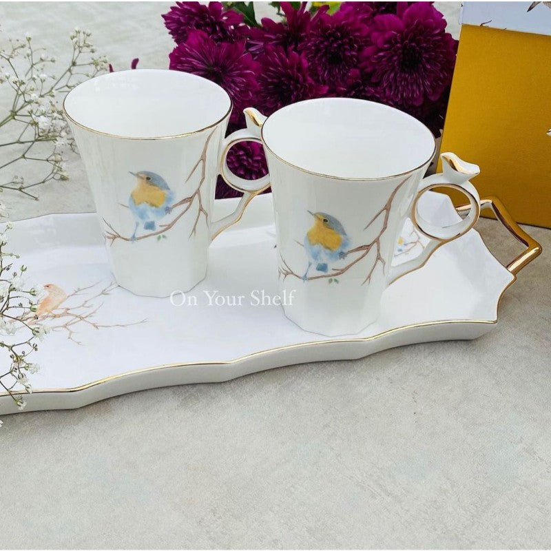 2pc Mug Blue Bird Flycatcher Angela
