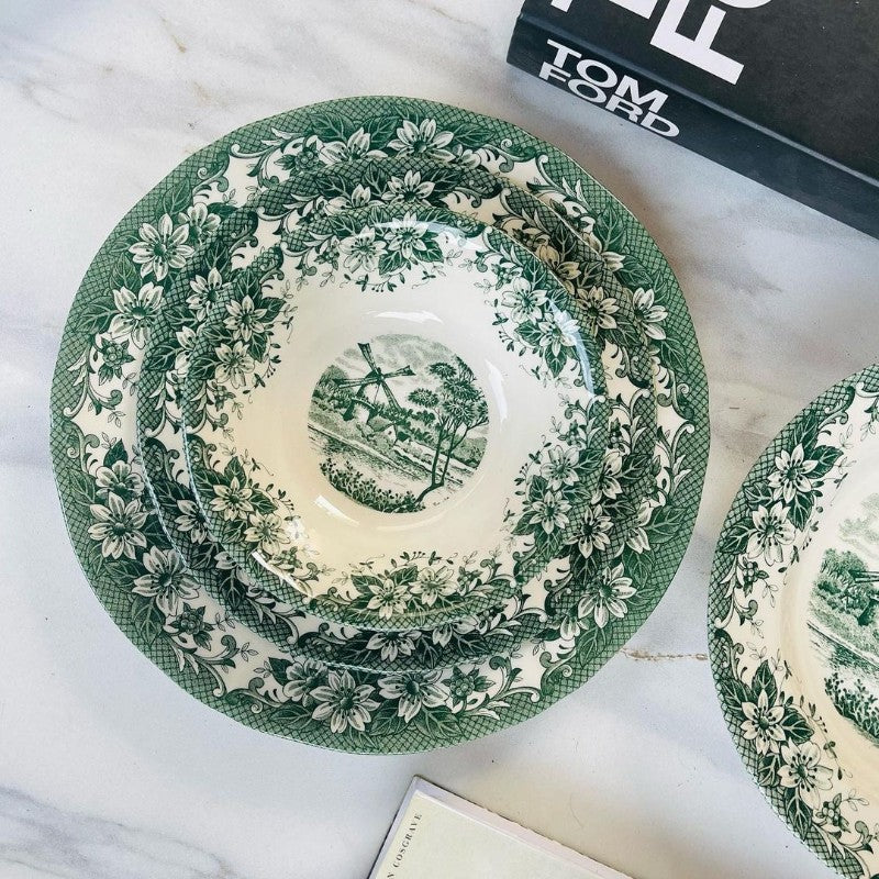 18 Piece Plate Set Windmill Green