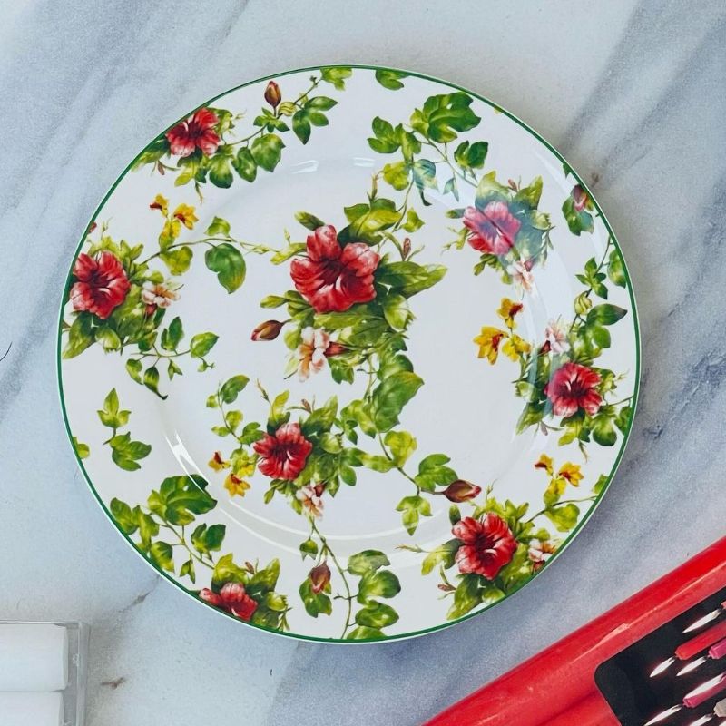 18 Piece Plate Set Wild Roses