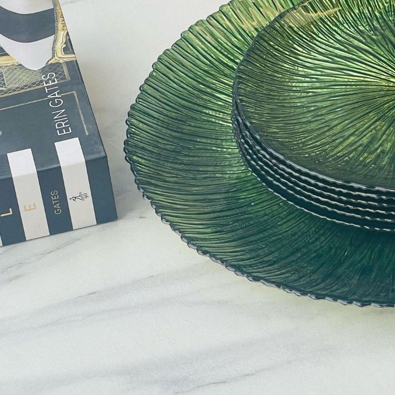 Jade Glass Dessert Plate Set