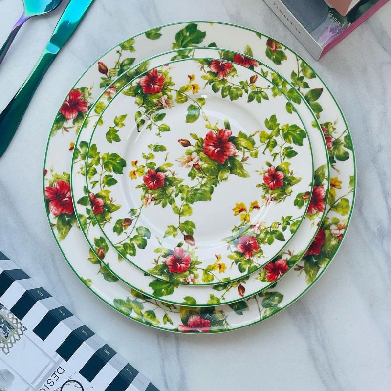 18 Piece Plate Set Wild Roses