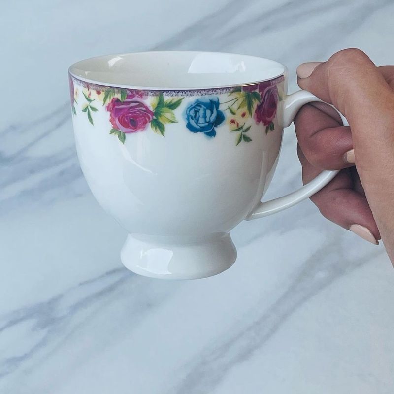 Tea Cup and Saucers Daulton Roses Band Set of Six