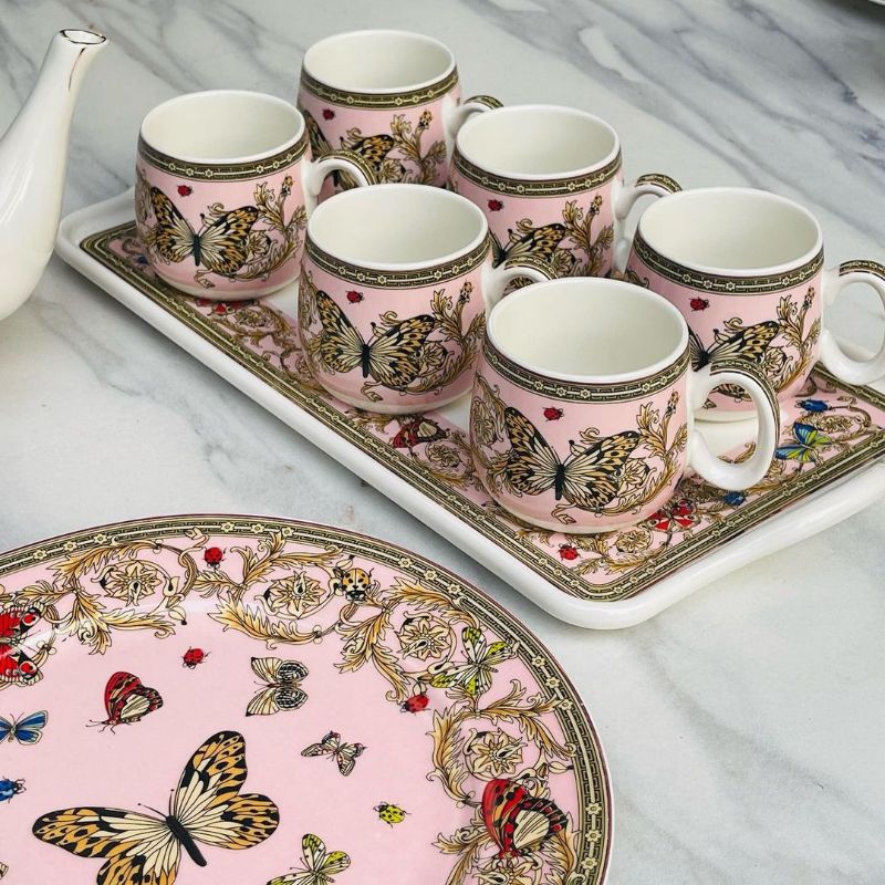 Italia  Butterfly Pink  Coffee Set 9 Piece