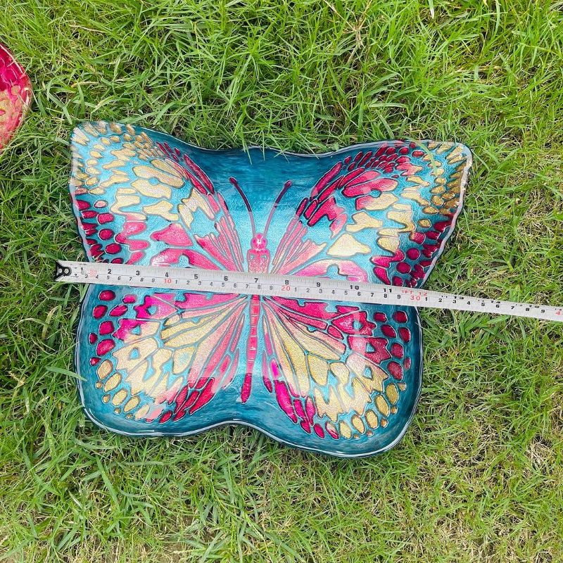 Butterfly Glass Platter Blue Peacock 34cm