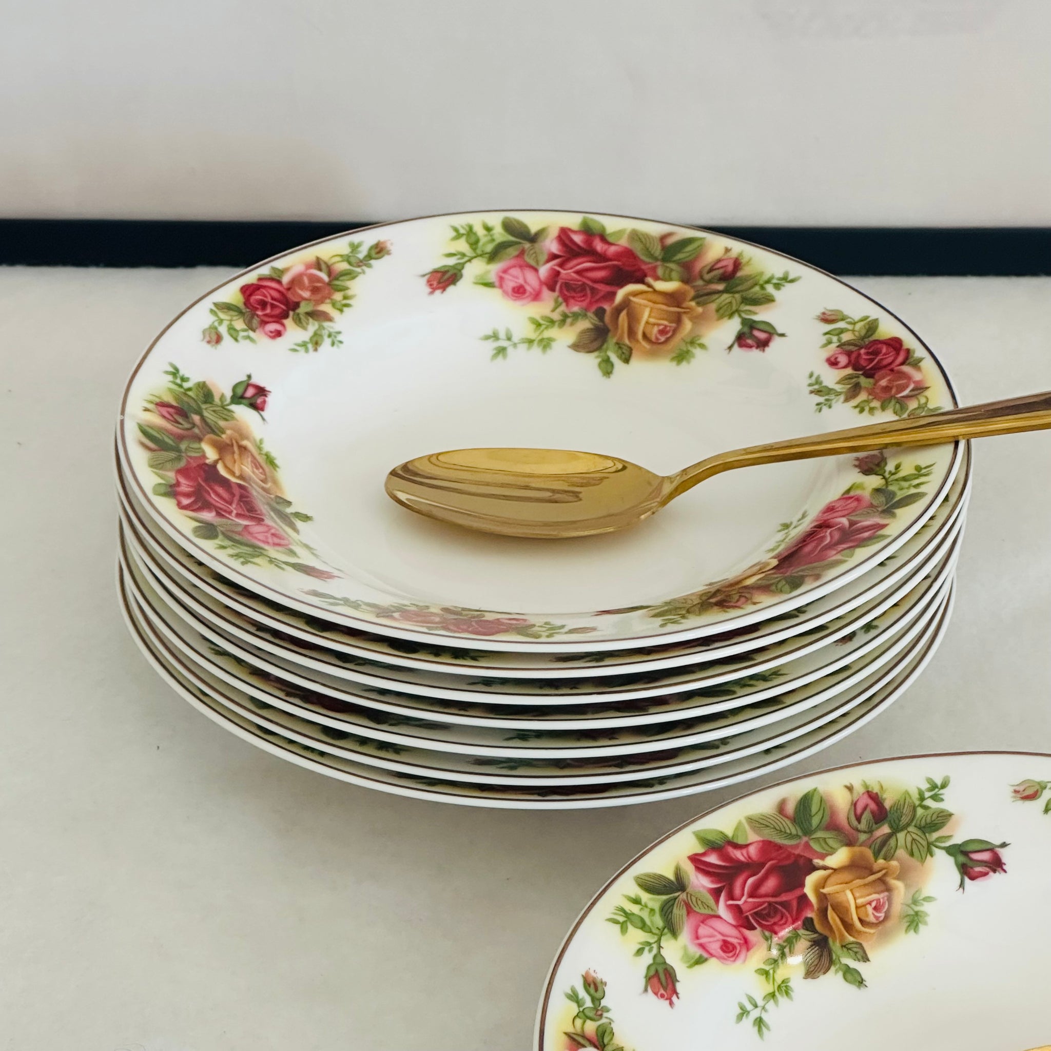 Red Rose Love Deep Plates (Set Of 8)