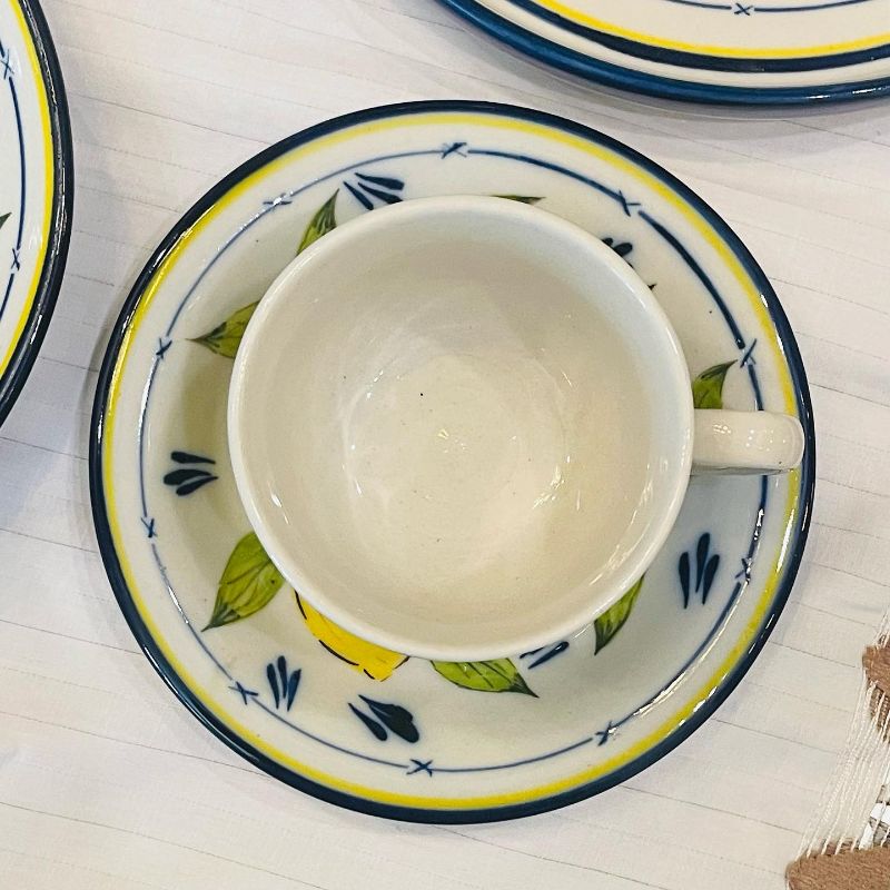 Lemon Dream Tea Cups and Saucers Set of Six