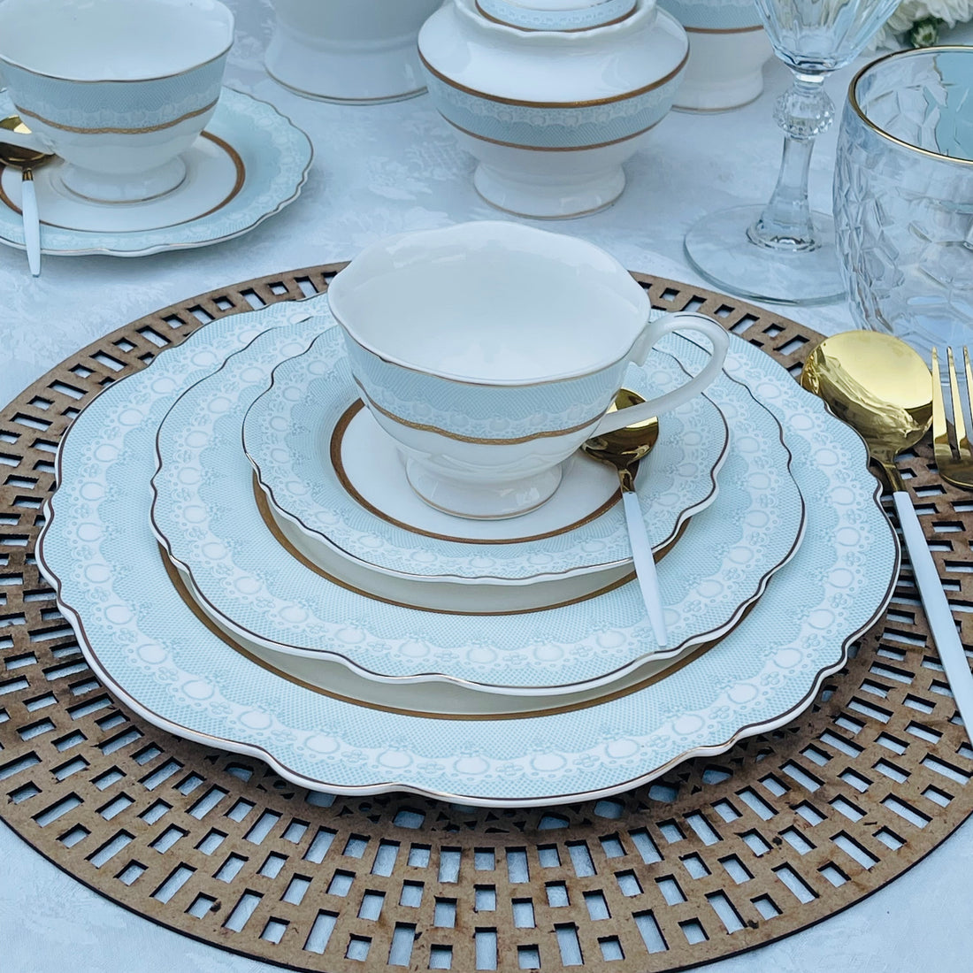 Angela Moroccan Blue (47 piece dinner set)