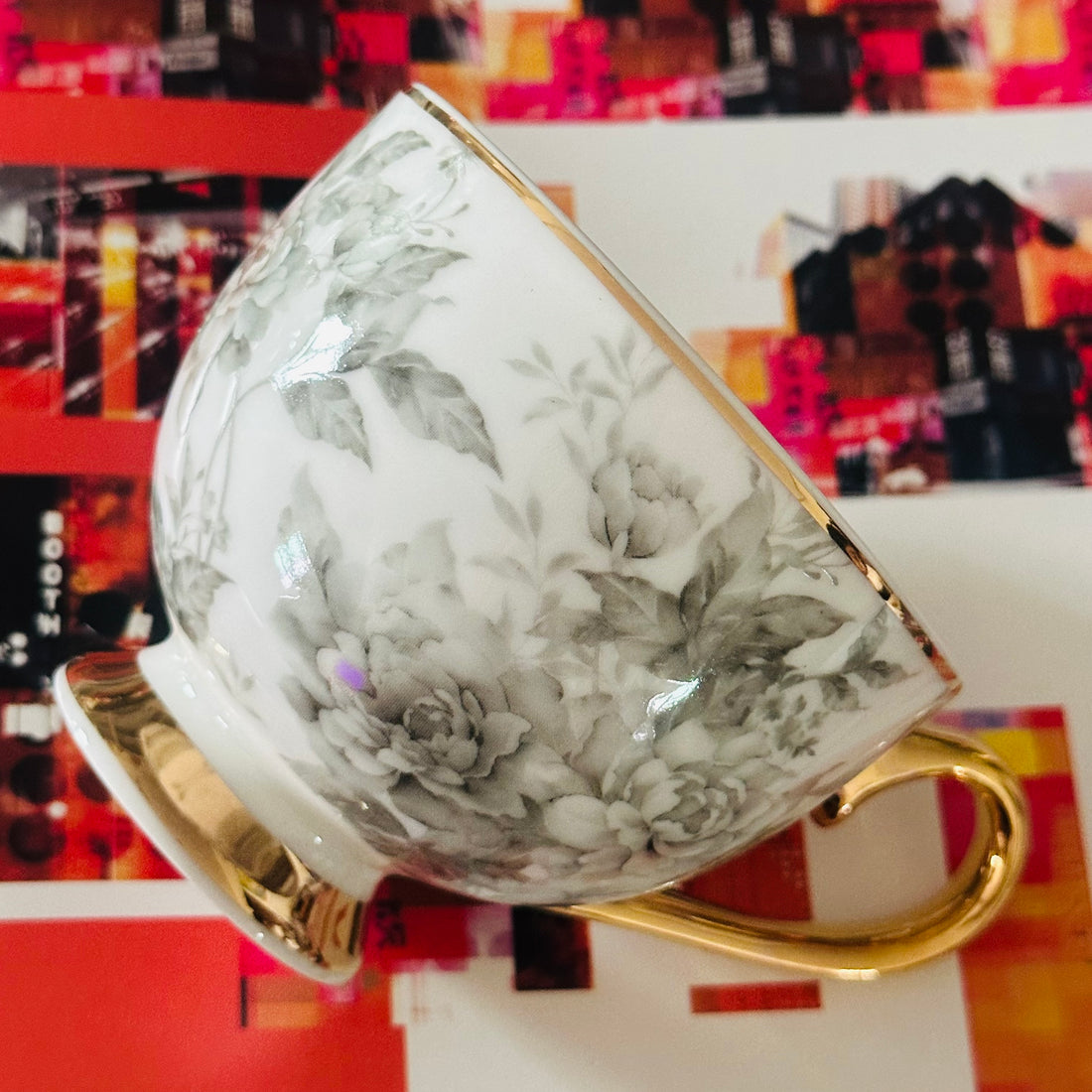 Grey Mist Florals (Set Of Six Cups & Saucers)