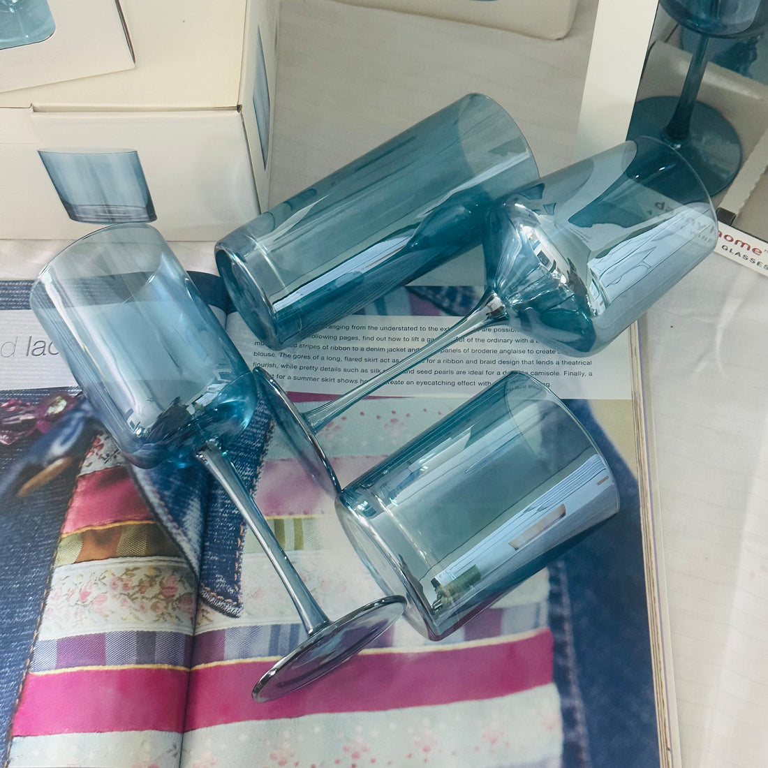 Grace Blue Stem Glasses (Set Of Four)