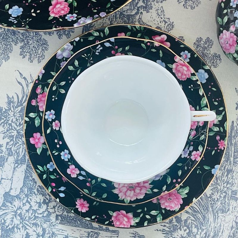 Midnight Tea Set 24 Piece Tea Set - Midnight Bloom White Handle