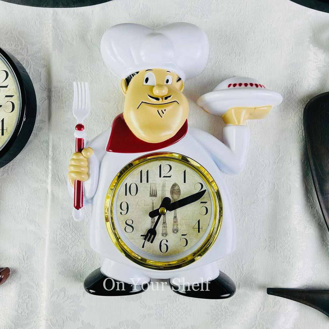 Clockwork Chef Kitchen Clock Red Chef