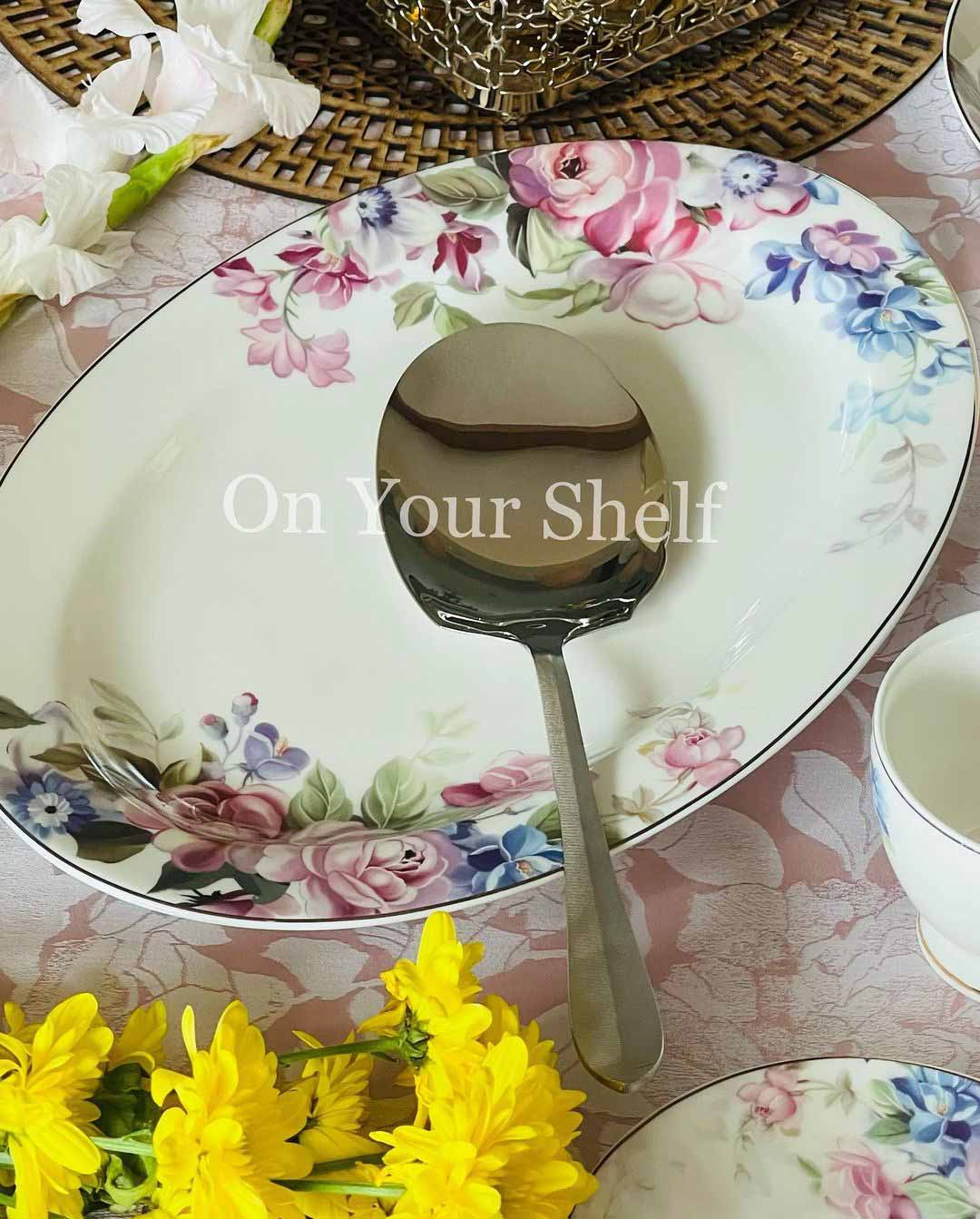 Colourful Dream Pink &amp; Blue Floral Dinner Set (85 piece for 12 people)