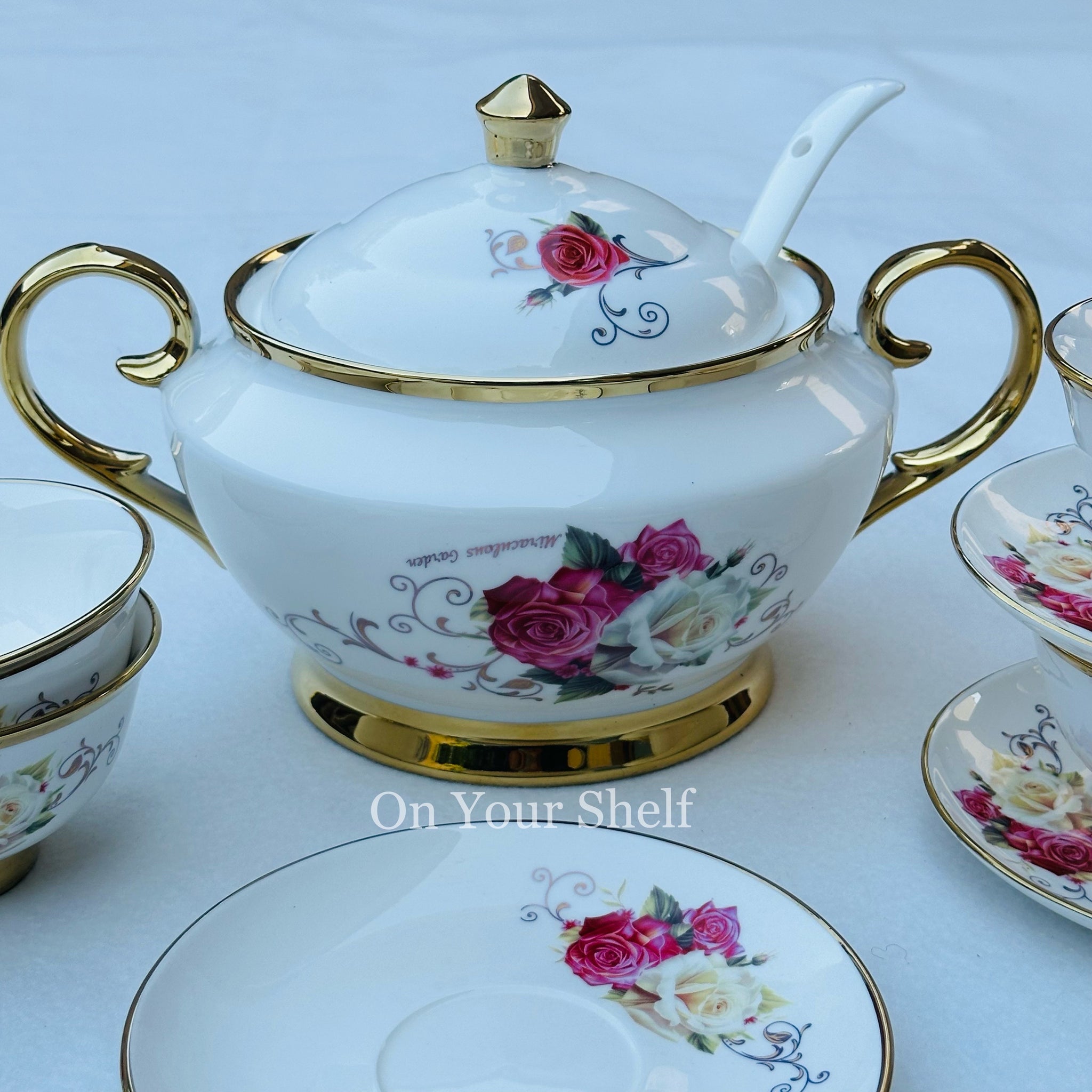 Pink & White Rose Soup Set (20 Piece Soup Set)