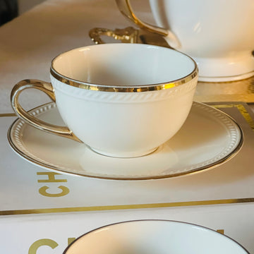 The White Evening Tea Cups (Set Of Six Tea Cups & Saucers)