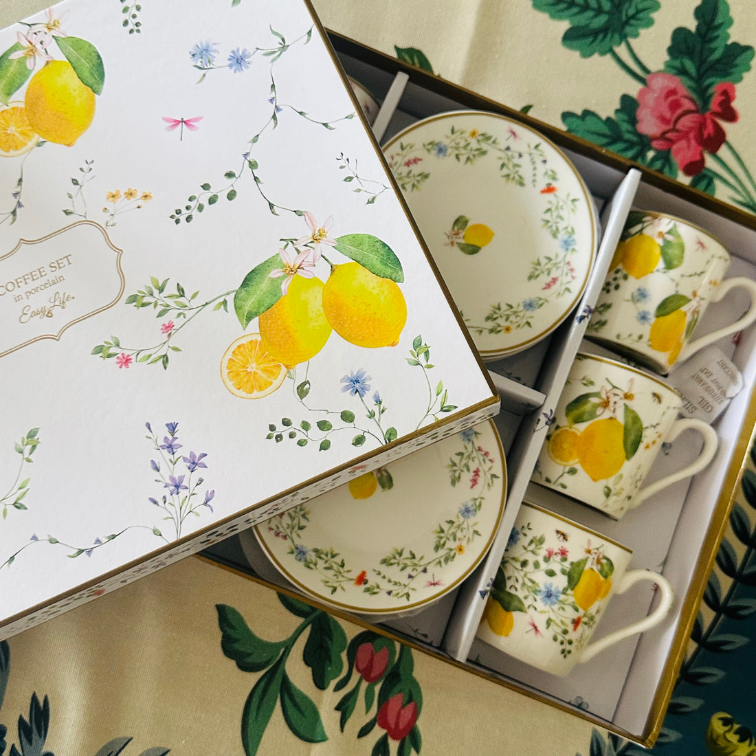 🍋 “Lemon Grove Whispers” Cup & Saucer Set
