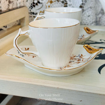 The Nightingale Series — 12 Piece Tea Set (Set of Six Cups & Saucers)