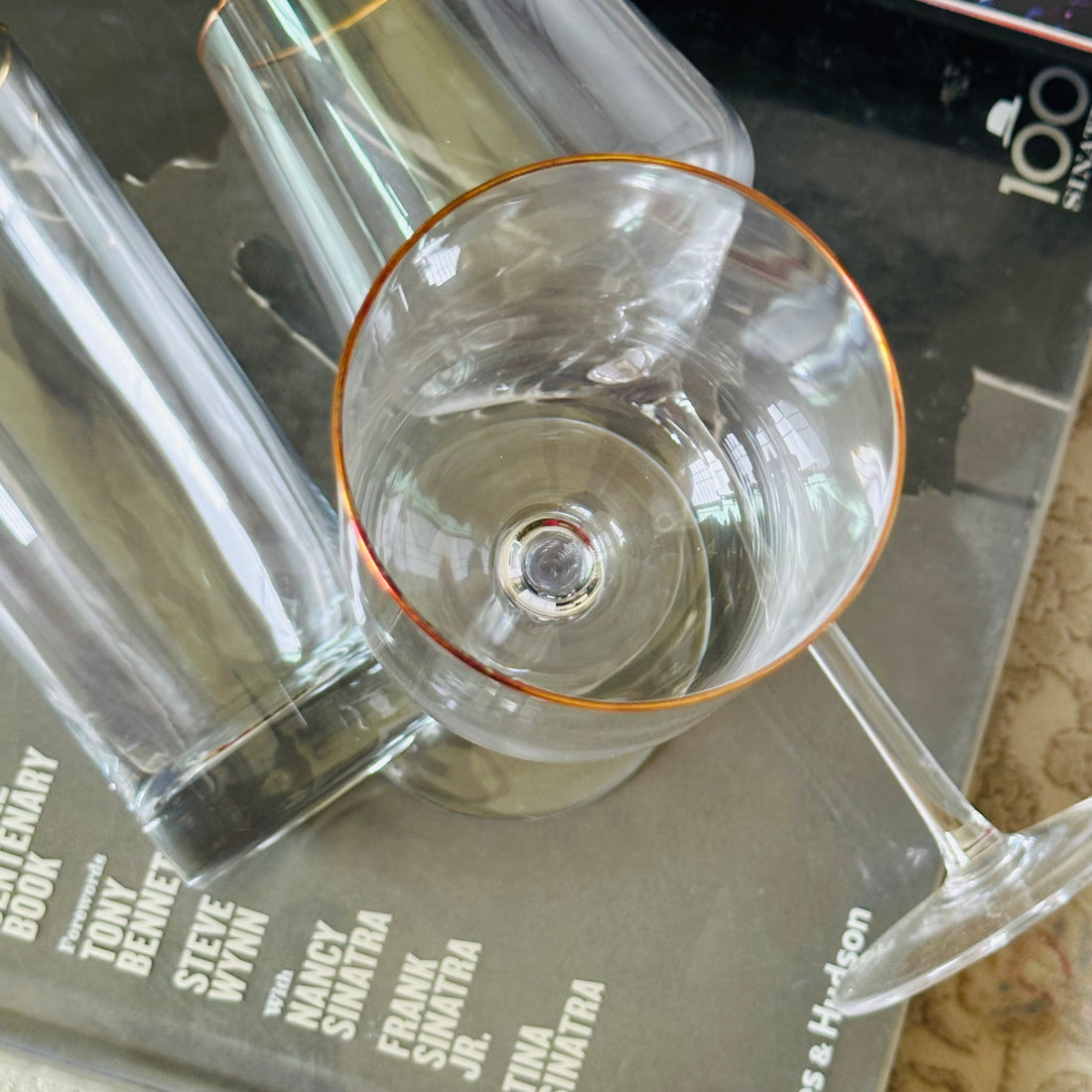 Golden Rim Elegance Stem Glass Set (Set Of Four)