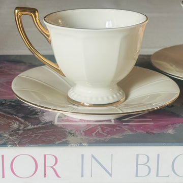 The Lady In White Tea Cups (Set Of Six Tea Cups & Saucers)