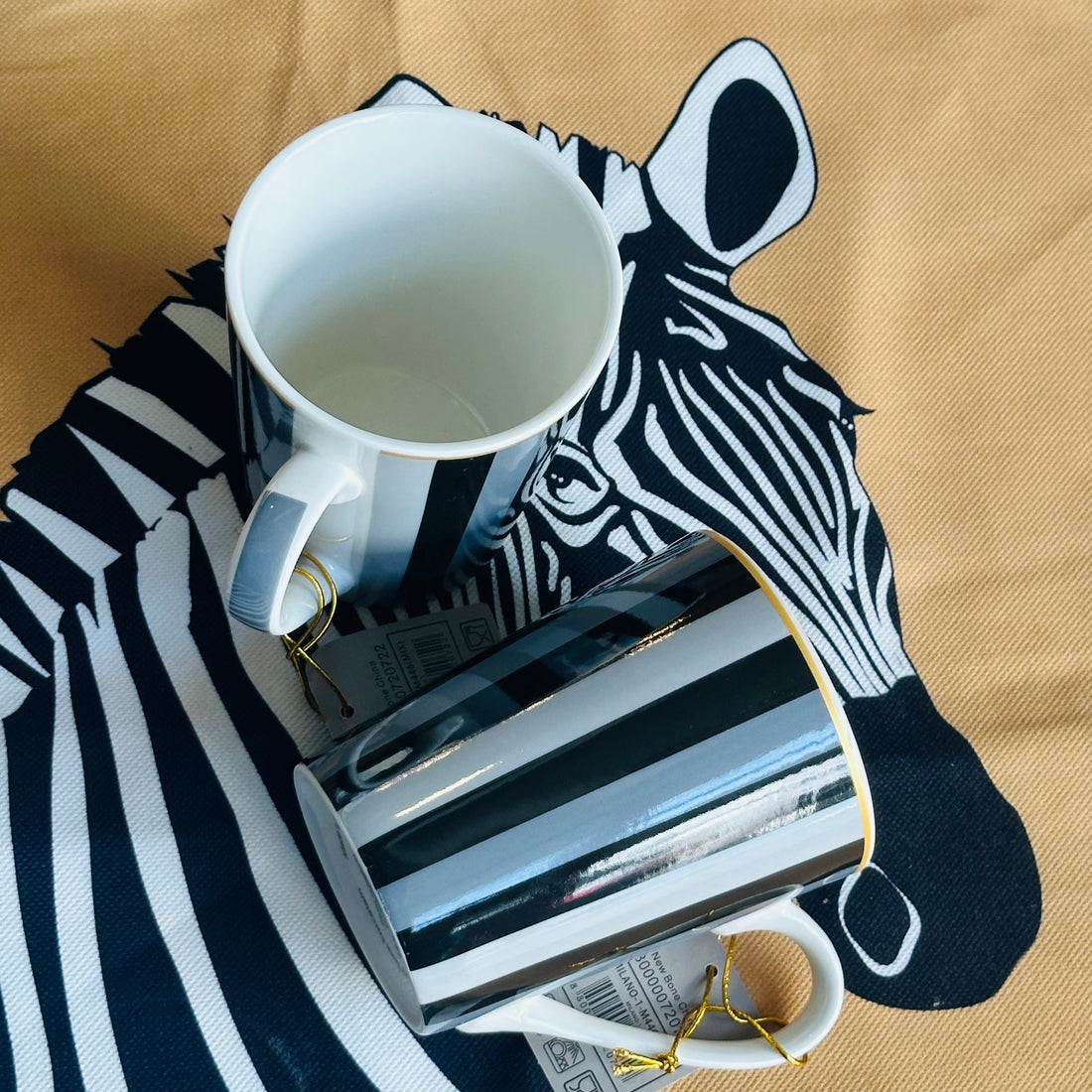 Monochrome Stripe Luxe (Set of Six Porcelain Mugs)