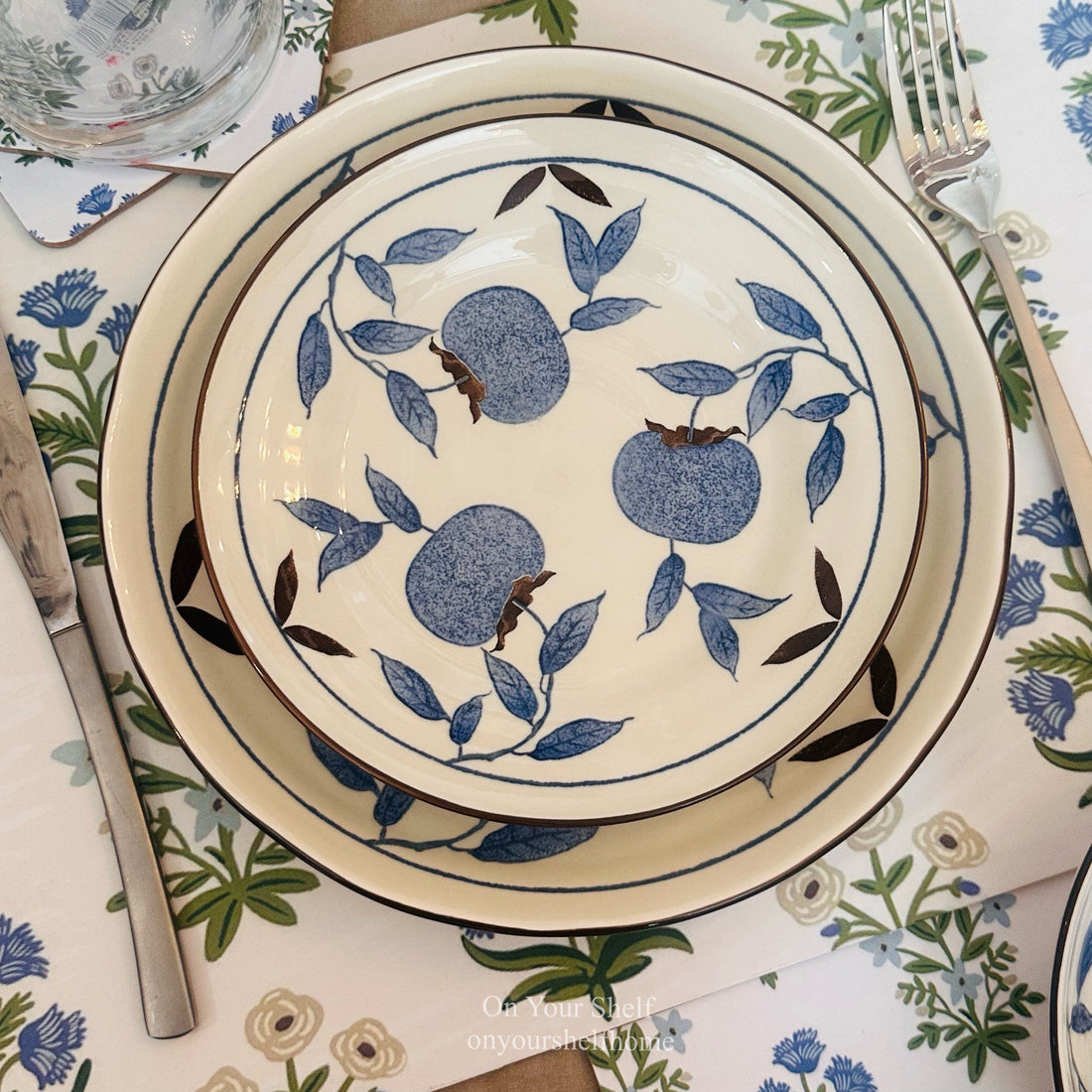 The Blue Pomegranate (18 Piece Plate Set)