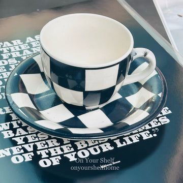 The Checkered Muse (Set Of Six Cups & Saucers)
