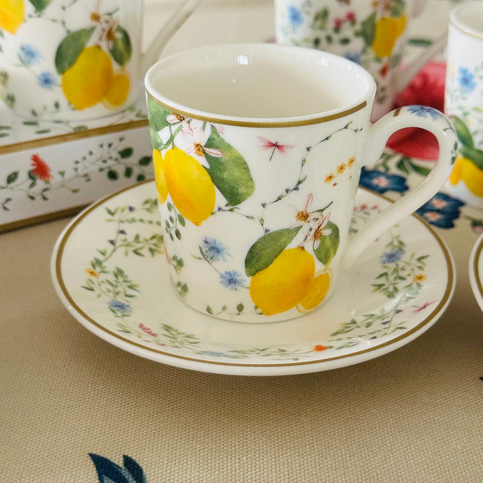 🍋 “Lemon Grove Whispers” Cup & Saucer Set