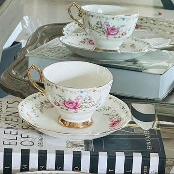 Secret Garden Pink Rose (Set Of Six Cups & Saucers)