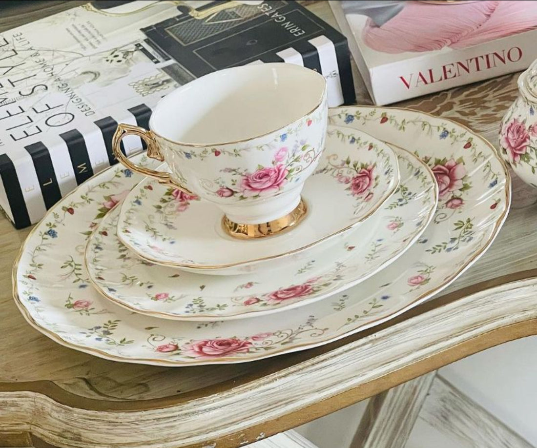 Secret Garden Pink Rose (Set Of Six Cups & Saucers)