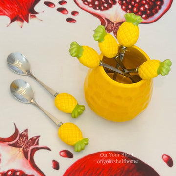 Pineapple Charm Dessert Spoon & Fork Set 🍍