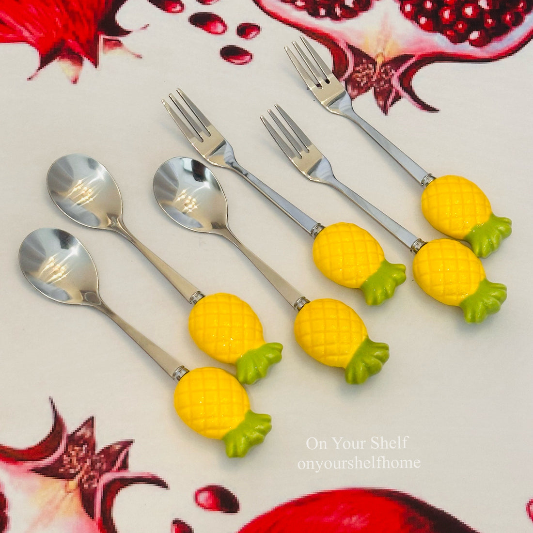 Pineapple Charm Dessert Spoon & Fork Set 🍍