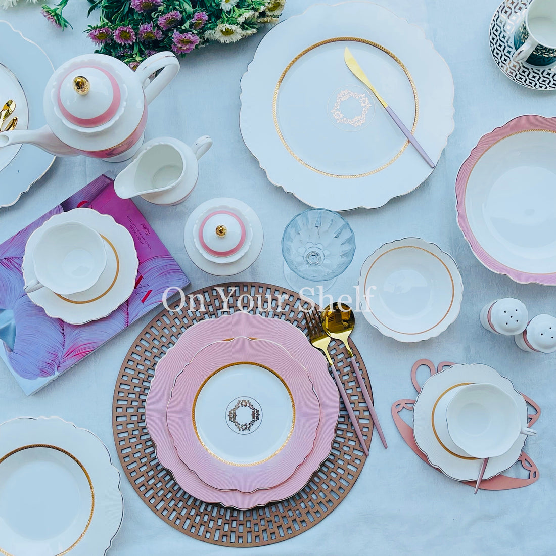 Angela Pink Rosé Royale (47 Piece Dinner Set)